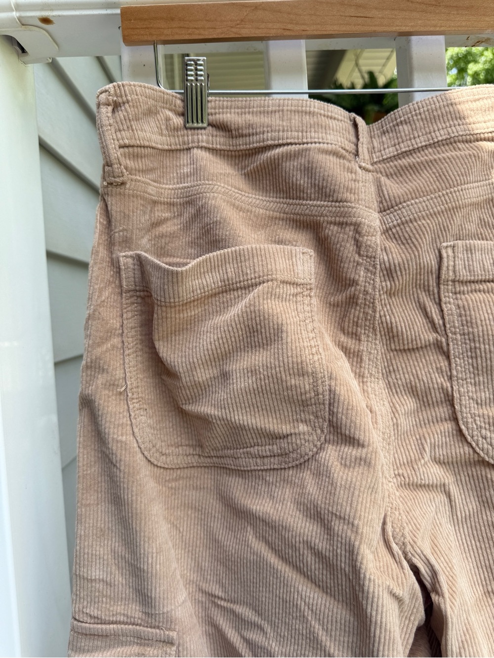 American Eagle Super High Rise Baggy Wide Leg Tan Corduroy Pants Size 12 Women - Picture 6 of 9
